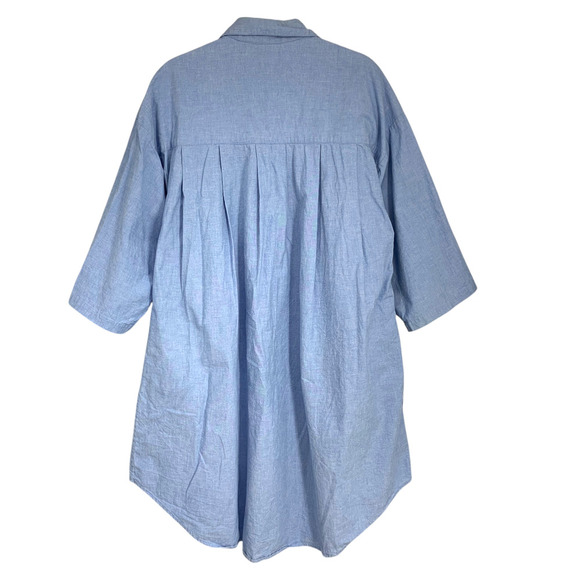 Go Softly Denim Patio Dress Plus Sz 1X Embroidered Beaded Button Front Pockets - Picture 7 of 7